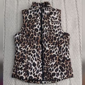 LANDS END Leopard Print Vest - Tall